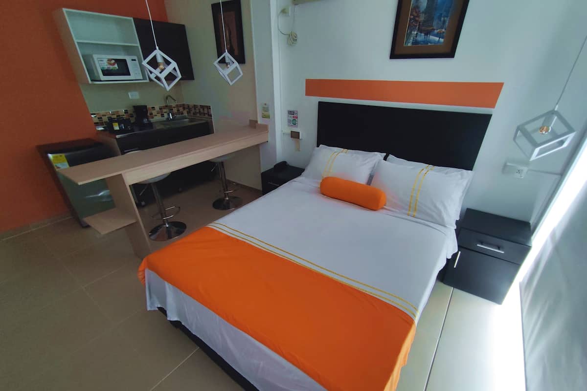 Premium bedding, down comforters, blackout drapes