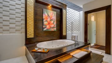 Villa, 1 Bedroom, Private Pool (Hill View) | Bathroom | Separate tub and shower, rainfall showerhead, free toiletries