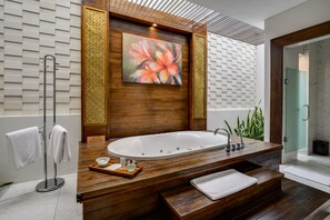 Villa, 1 Bedroom, Private Pool (Ayung) | Bathroom | Separate bathtub and shower, rainfall showerhead, free toiletries