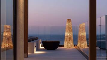 Hilltop Executive Suite with Jacuzzi and Private Pool, Panoramic Sea View - Adults Only | Premium bedding, in-room safe, soundproofing, iron/ironing board