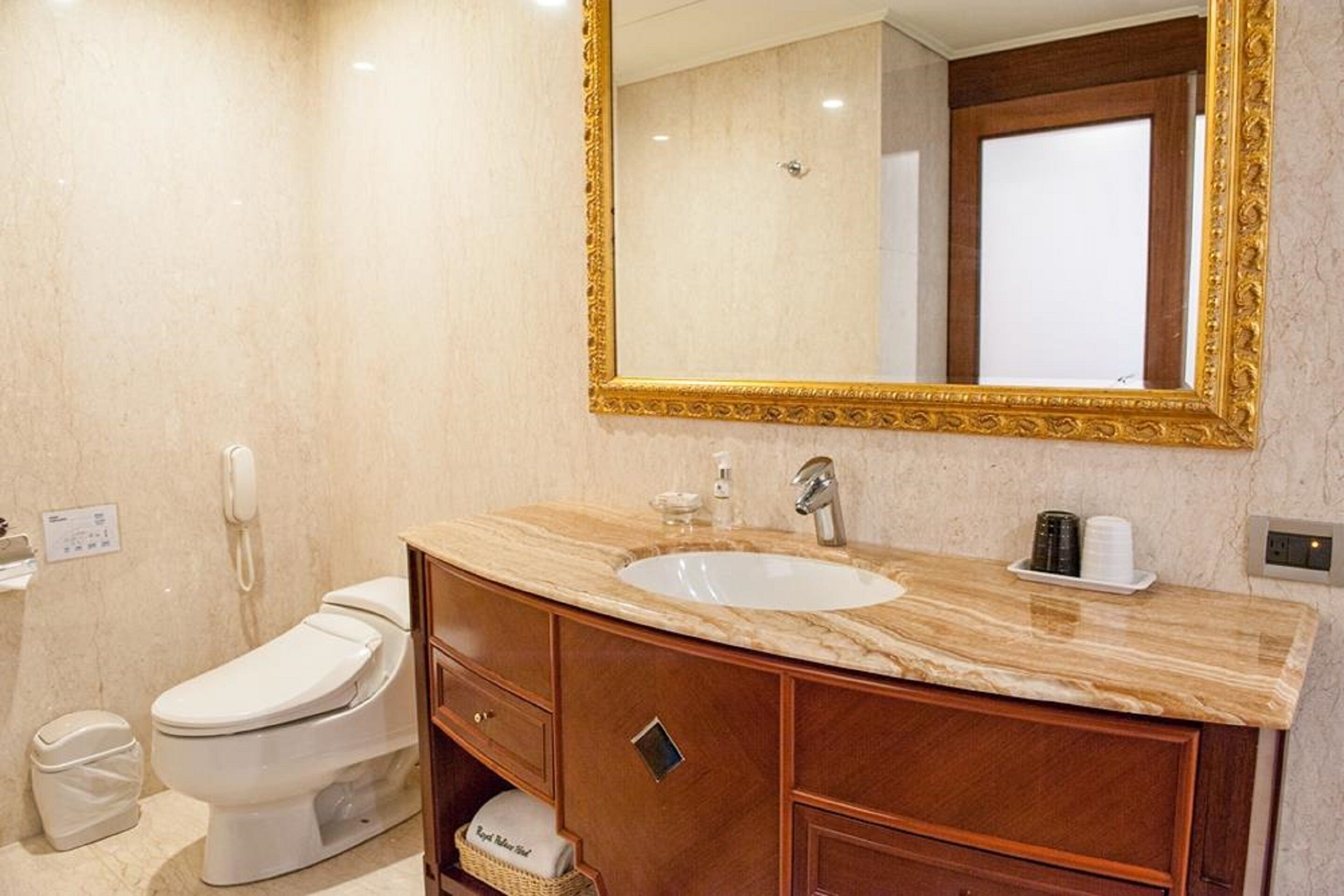 free toiletries, hair dryer, slippers, towels