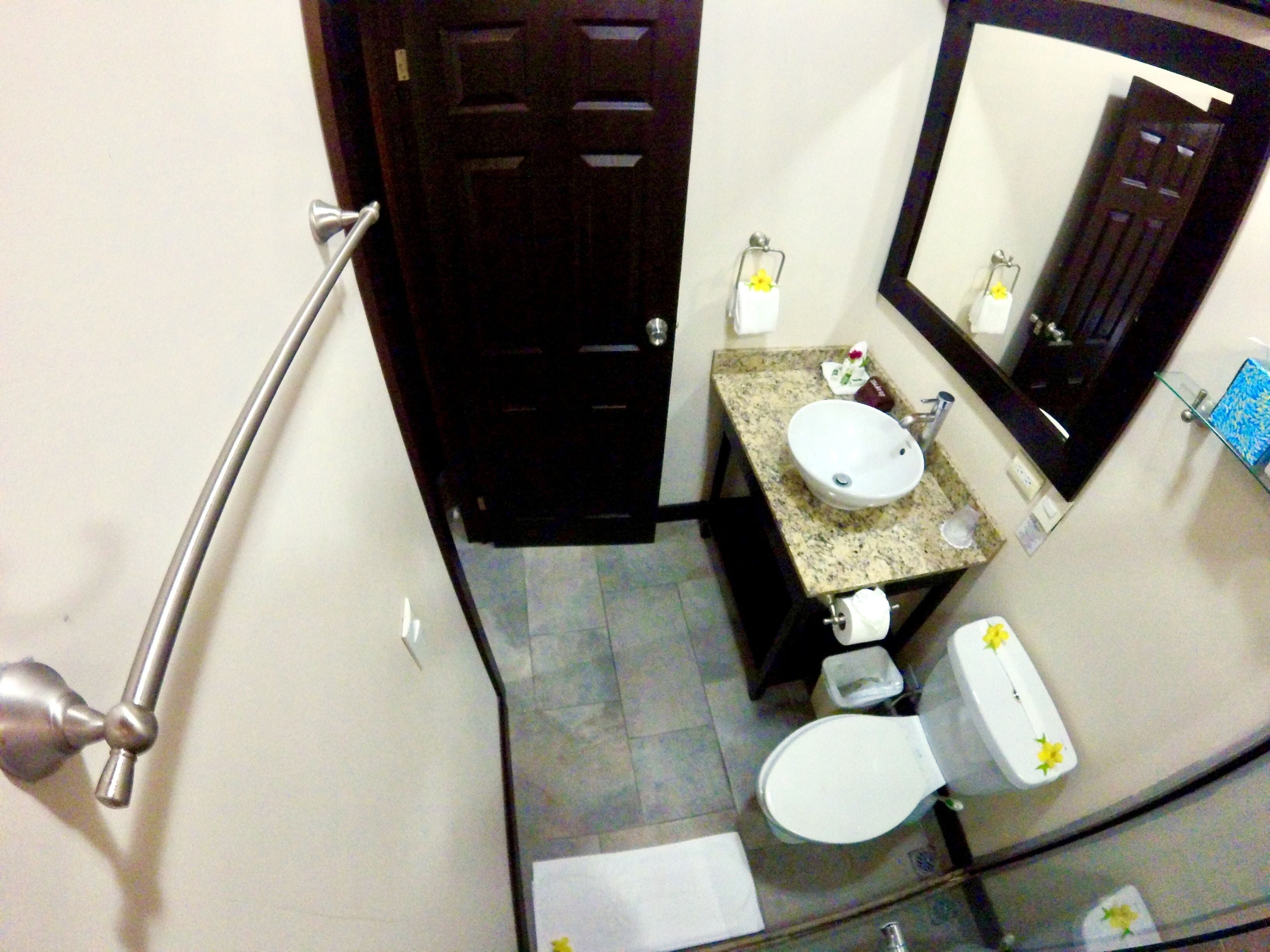 shower, free toiletries, towels