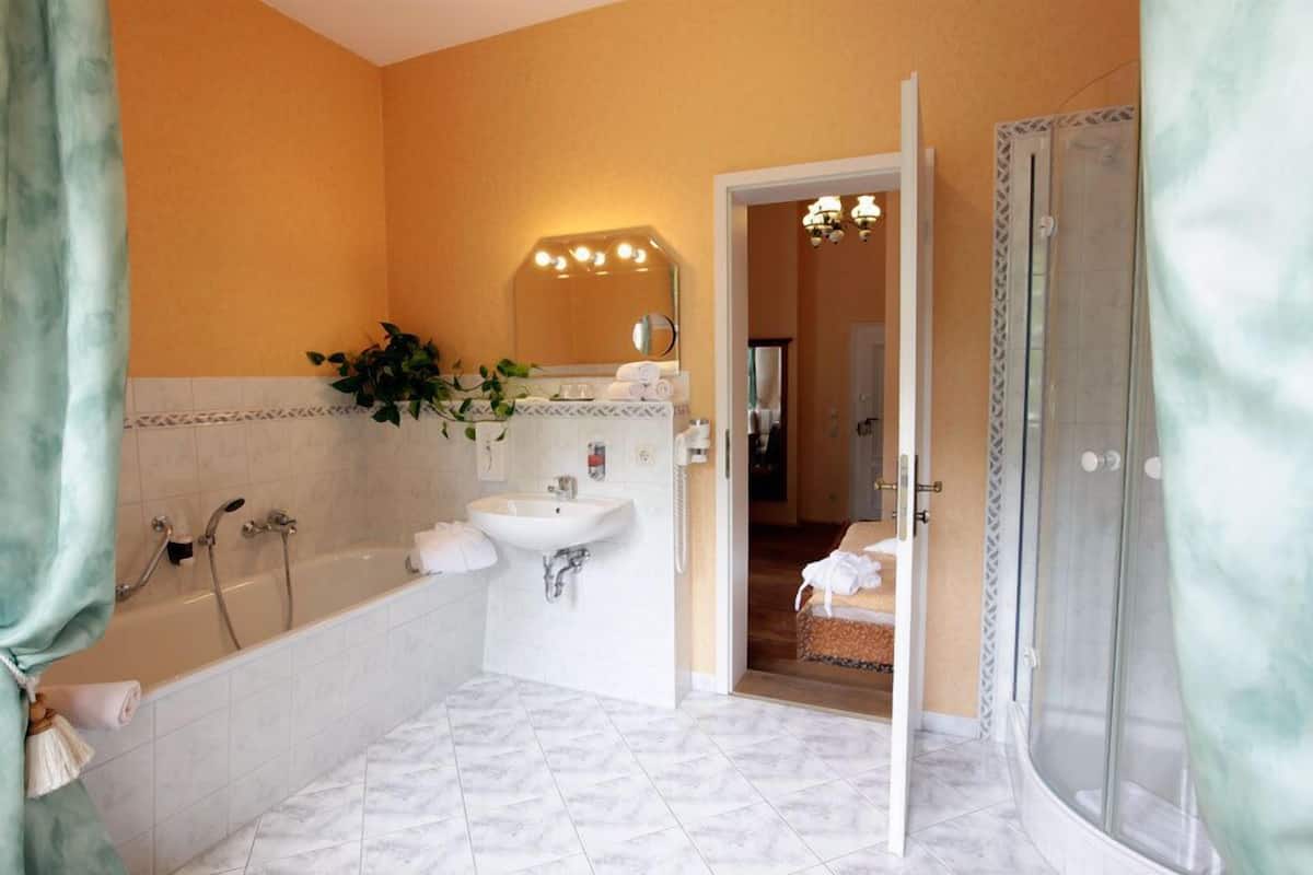 double room | bathroom | shower, hair dryer, bathrobes, slippers