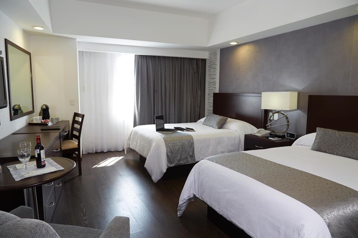 In-room safe, desk, laptop workspace, blackout curtains