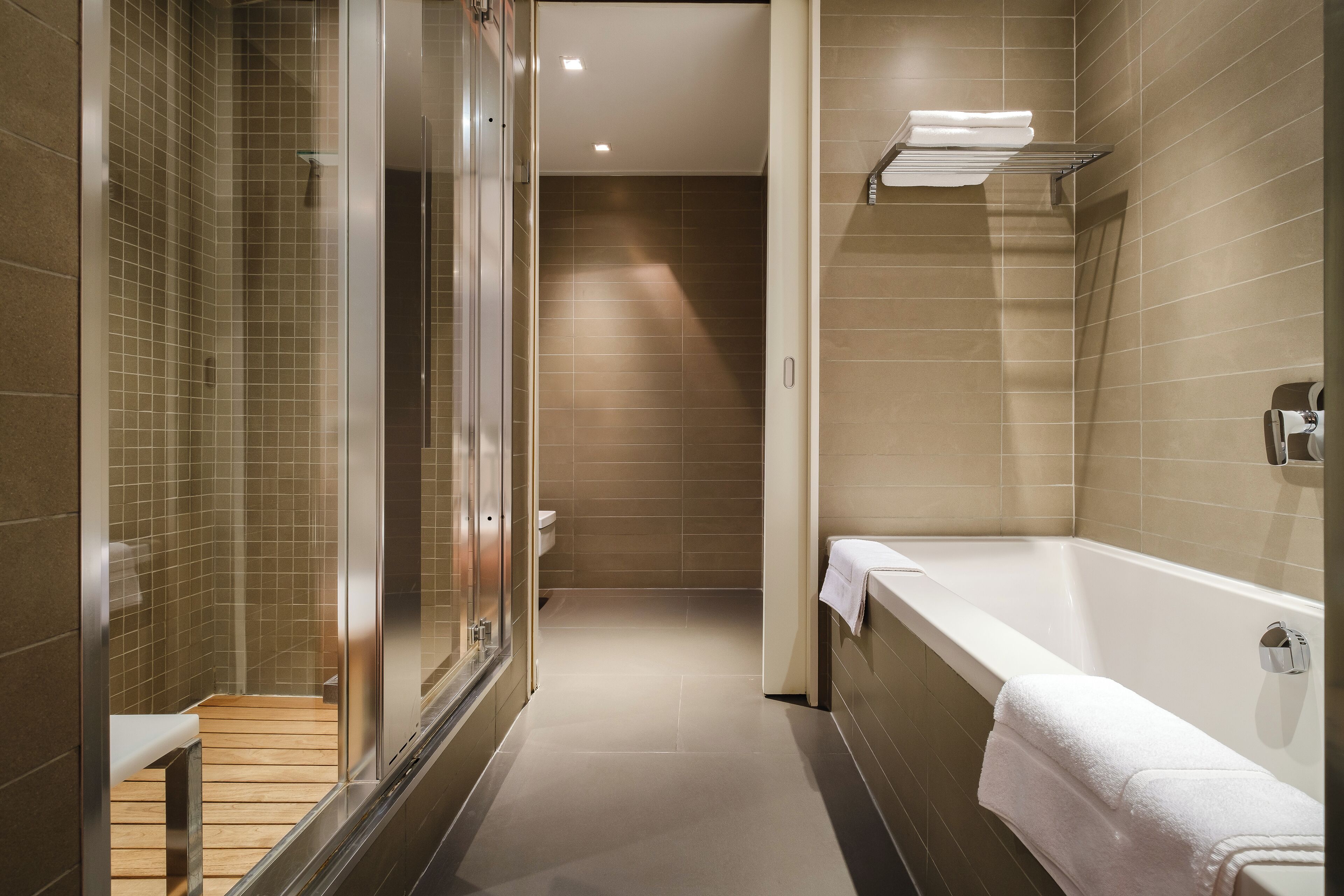 premium suite | bathroom | rainfall showerhead, free toiletries, hair dryer, bathrobes