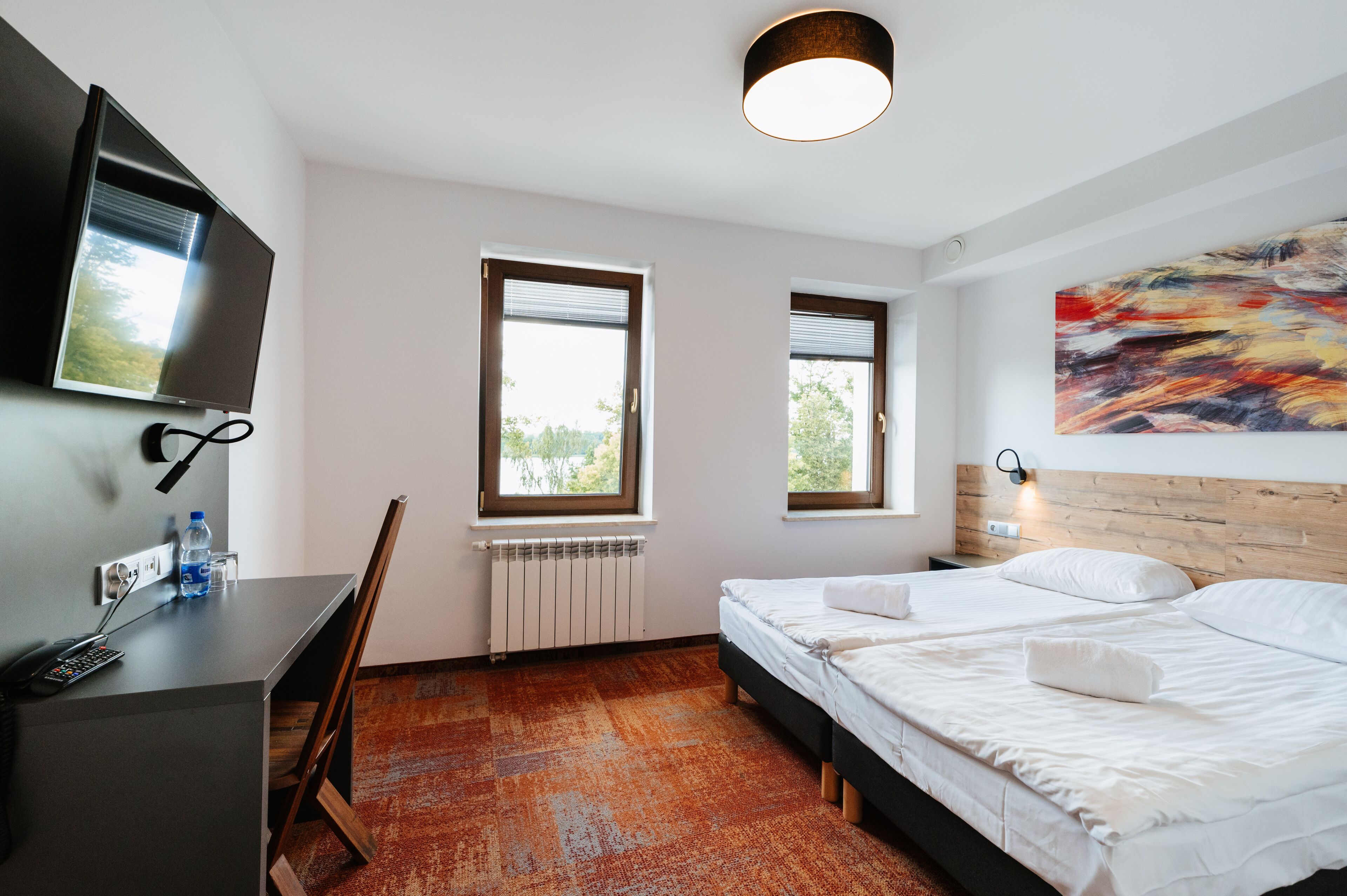 standard room, 2 single beds | living area | tv