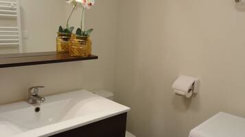 Appartement Supérieur, 1 chambre | Salle de bain | Douche, sèche-cheveux, serviettes fournies