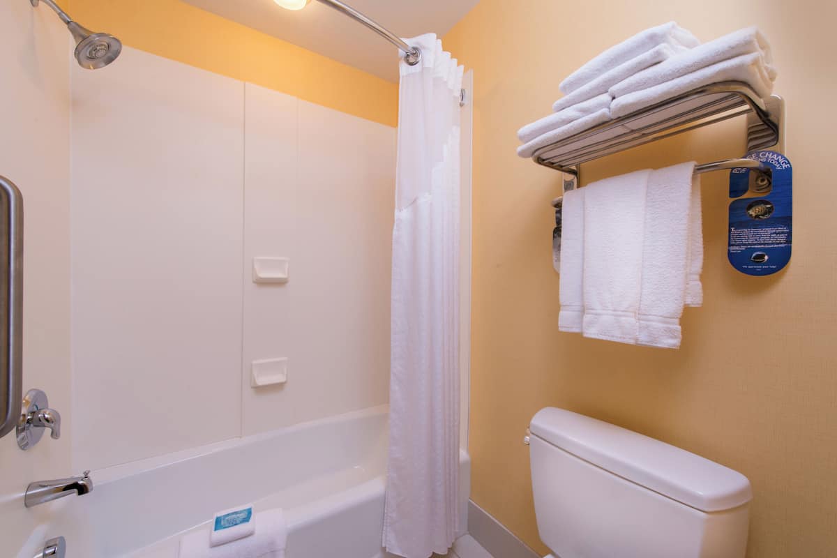 Free toiletries, hair dryer, towels, soap