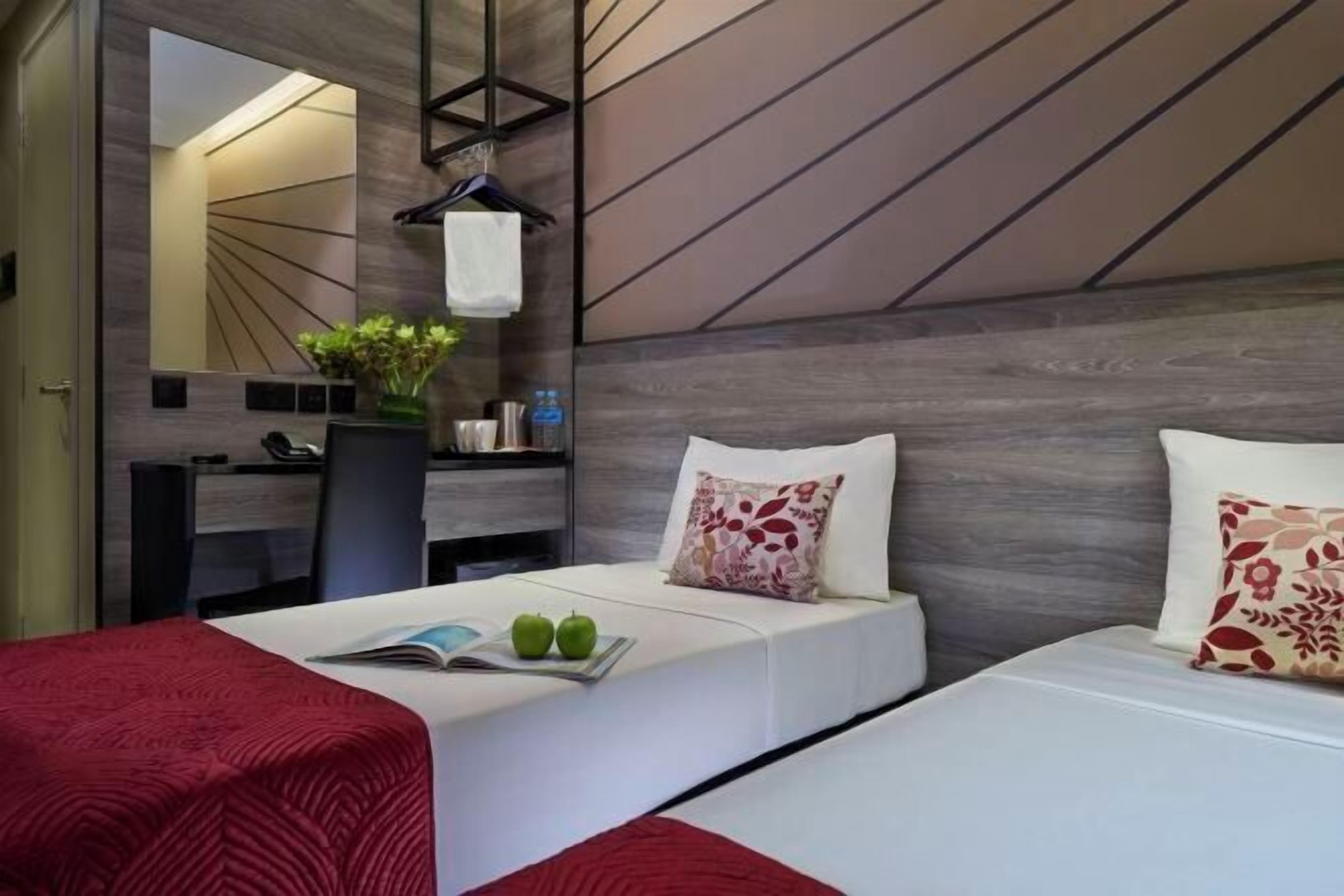 Desk, free WiFi, bed sheets