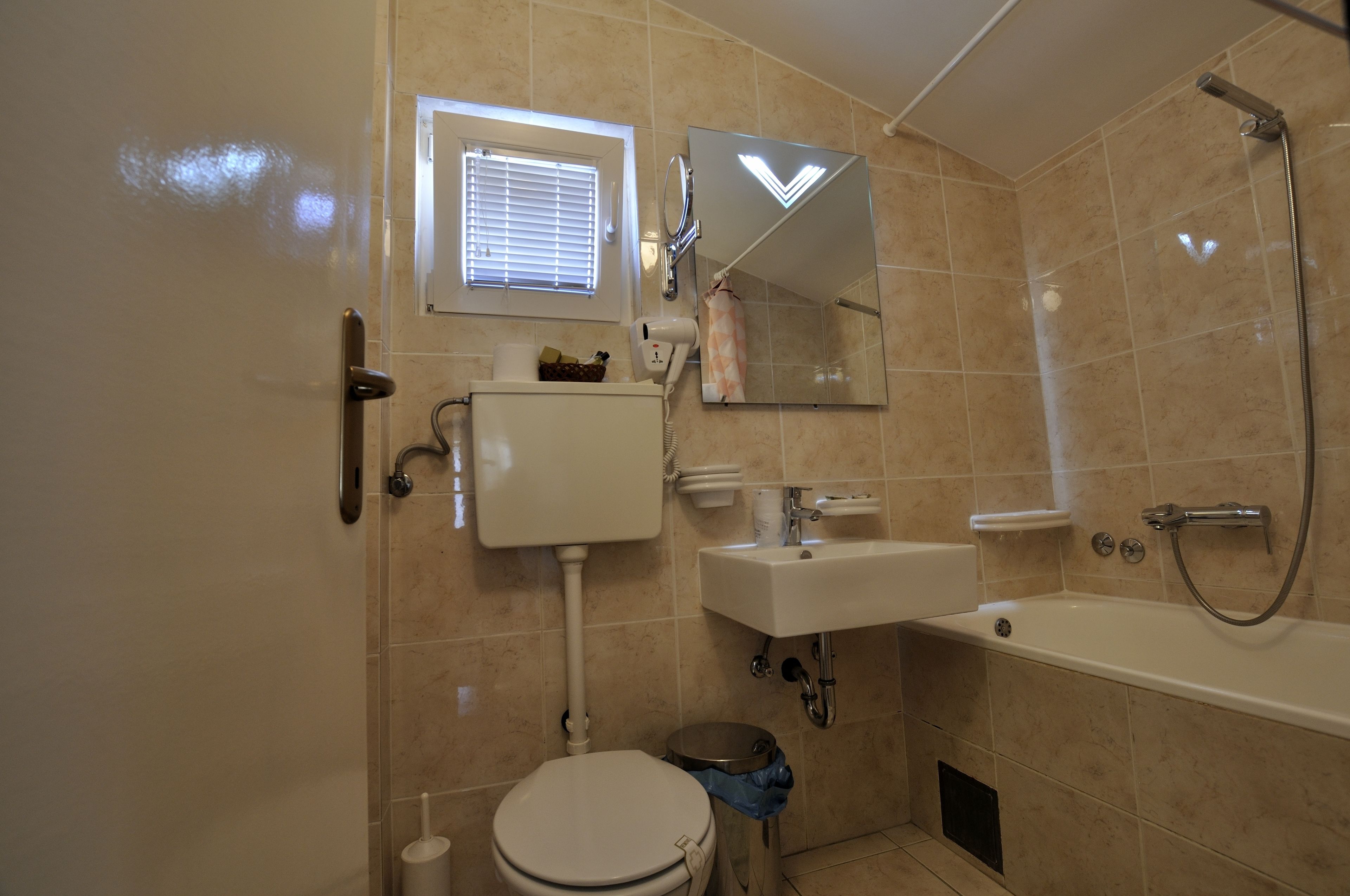 free toiletries, hair dryer, towels