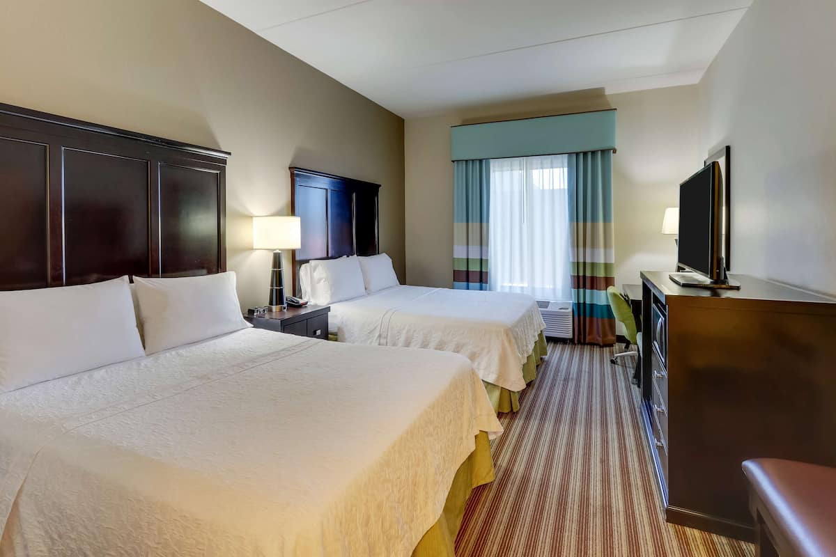 Two Queen Beds, Non-Smoking | In-room safe, desk, blackout drapes, iron/ironing board