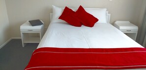 Premium bedding, desk, soundproofing, iron/ironing board