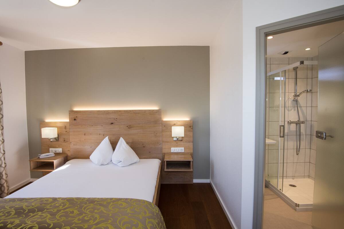 Habitación doble, vista a la montaña | Escritorio, cortinas blackout, wifi gratis y ropa de cama