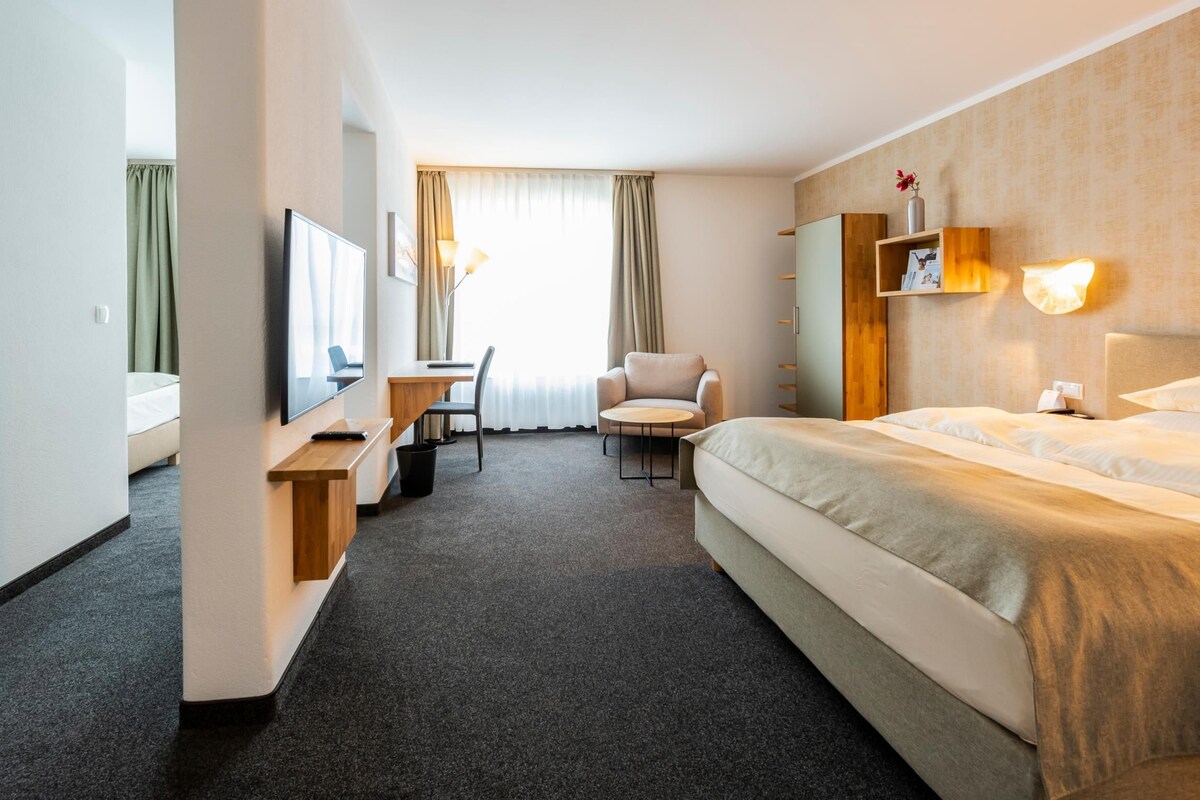 Comfort Room, 2 Queen Beds | In-room safe, desk, laptop workspace, blackout drapes