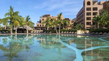 Outdoor pool, open 9:00 AM to 11:00 PM, pool umbrellas, sun loungers