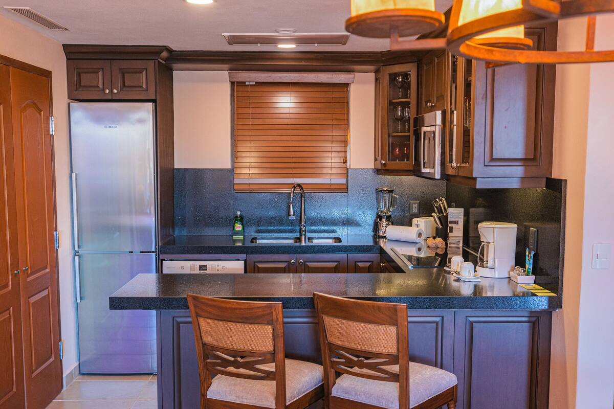 one bedroom penthouse | private kitchen | fridge, microwave, oven, dishwasher