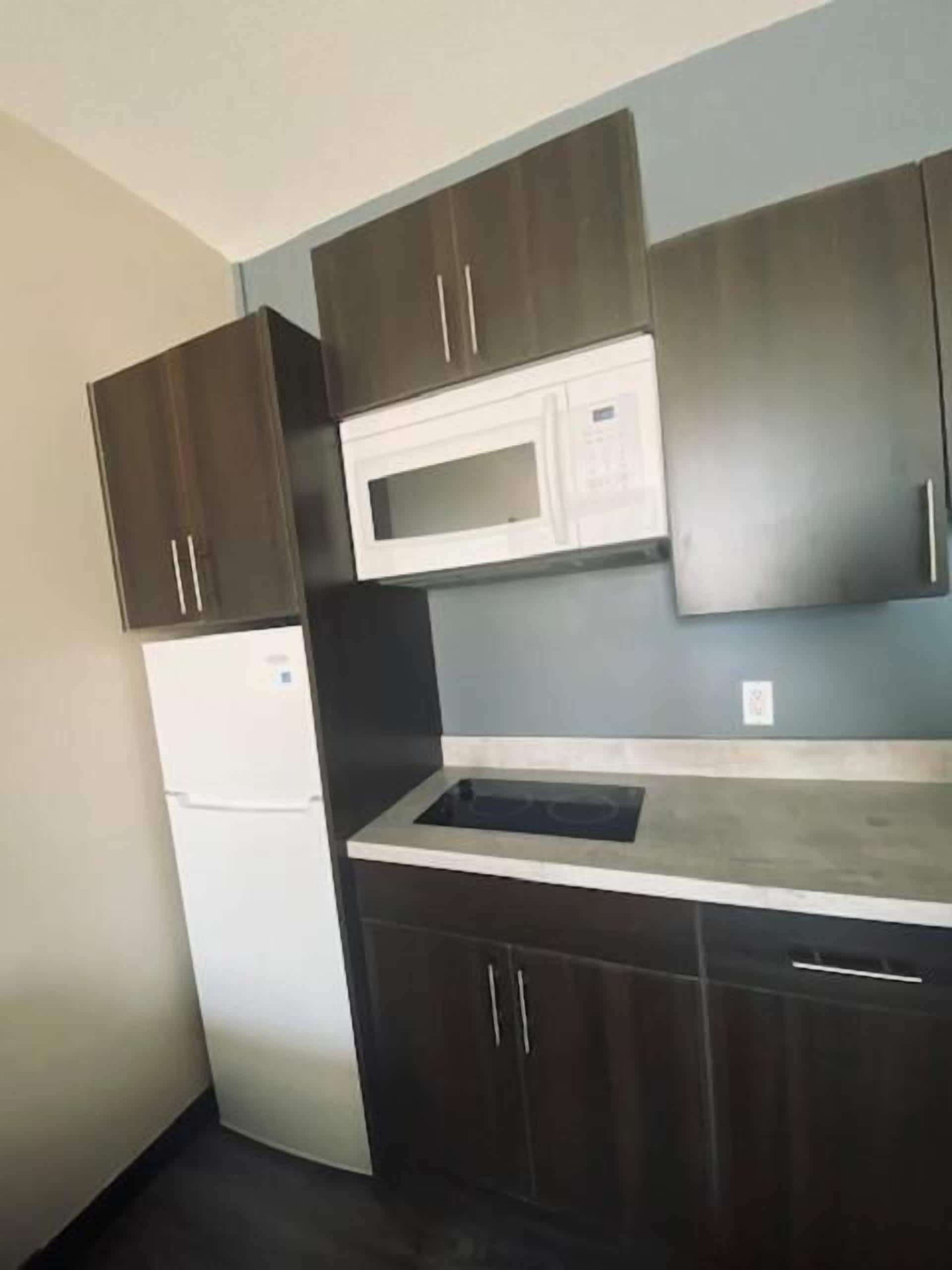 fridge, microwave, coffee/tea maker