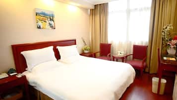 Desk, blackout drapes, rollaway beds, free wired internet