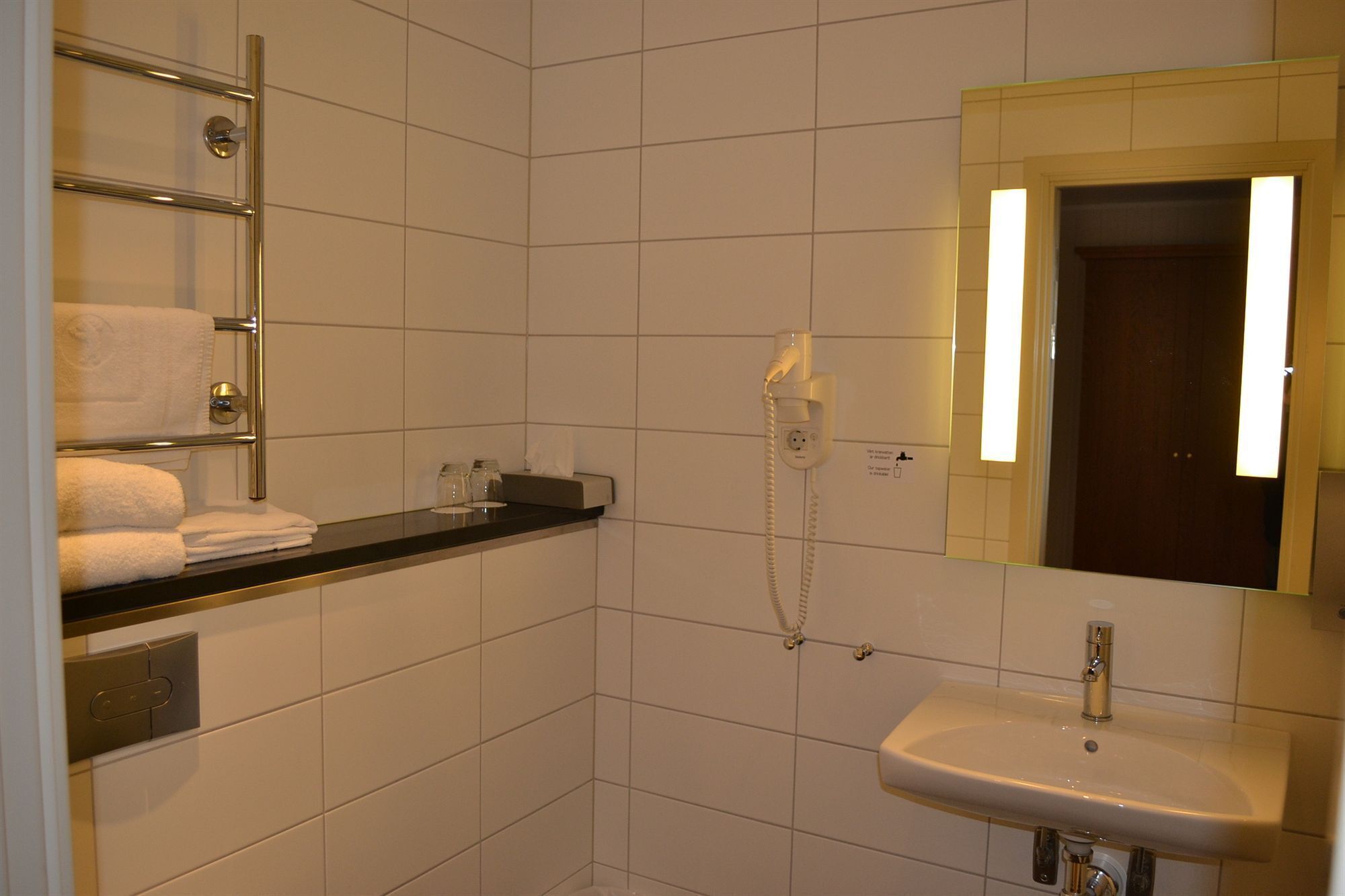 free toiletries, hair dryer, towels