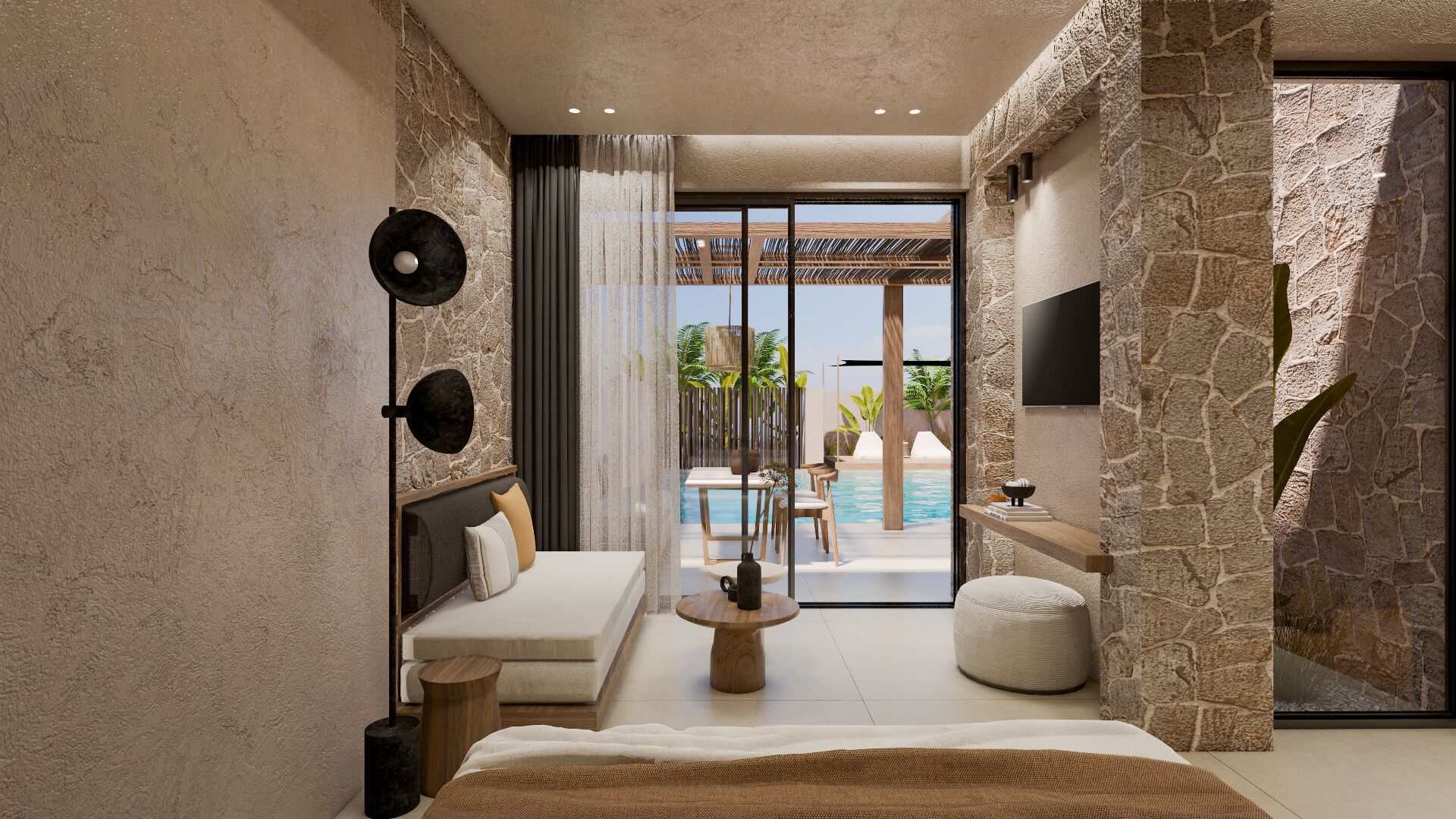 Luxury Suite, Private Pool | Living area | 32-inch flat-screen TV with cable channels