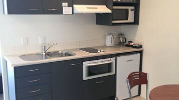 Fridge, microwave, coffee/tea maker