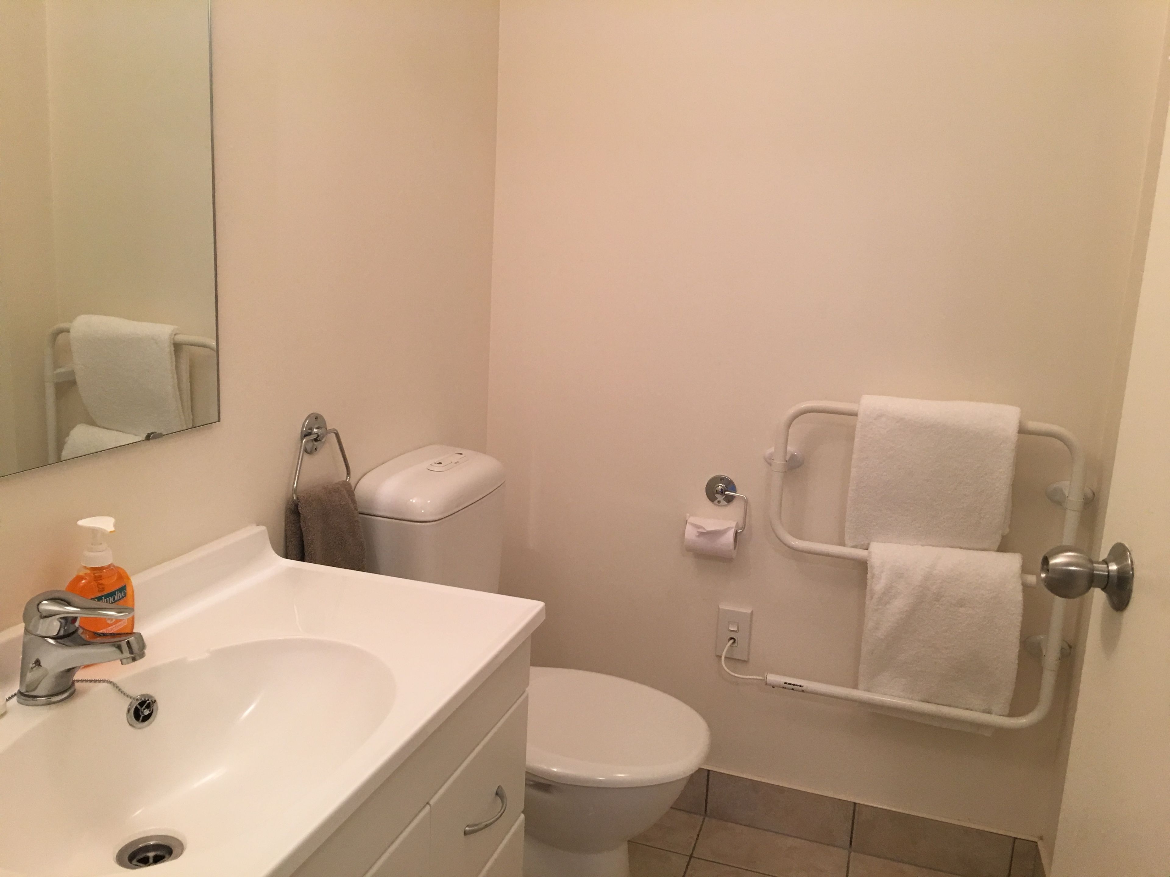 free toiletries, hair dryer, towels