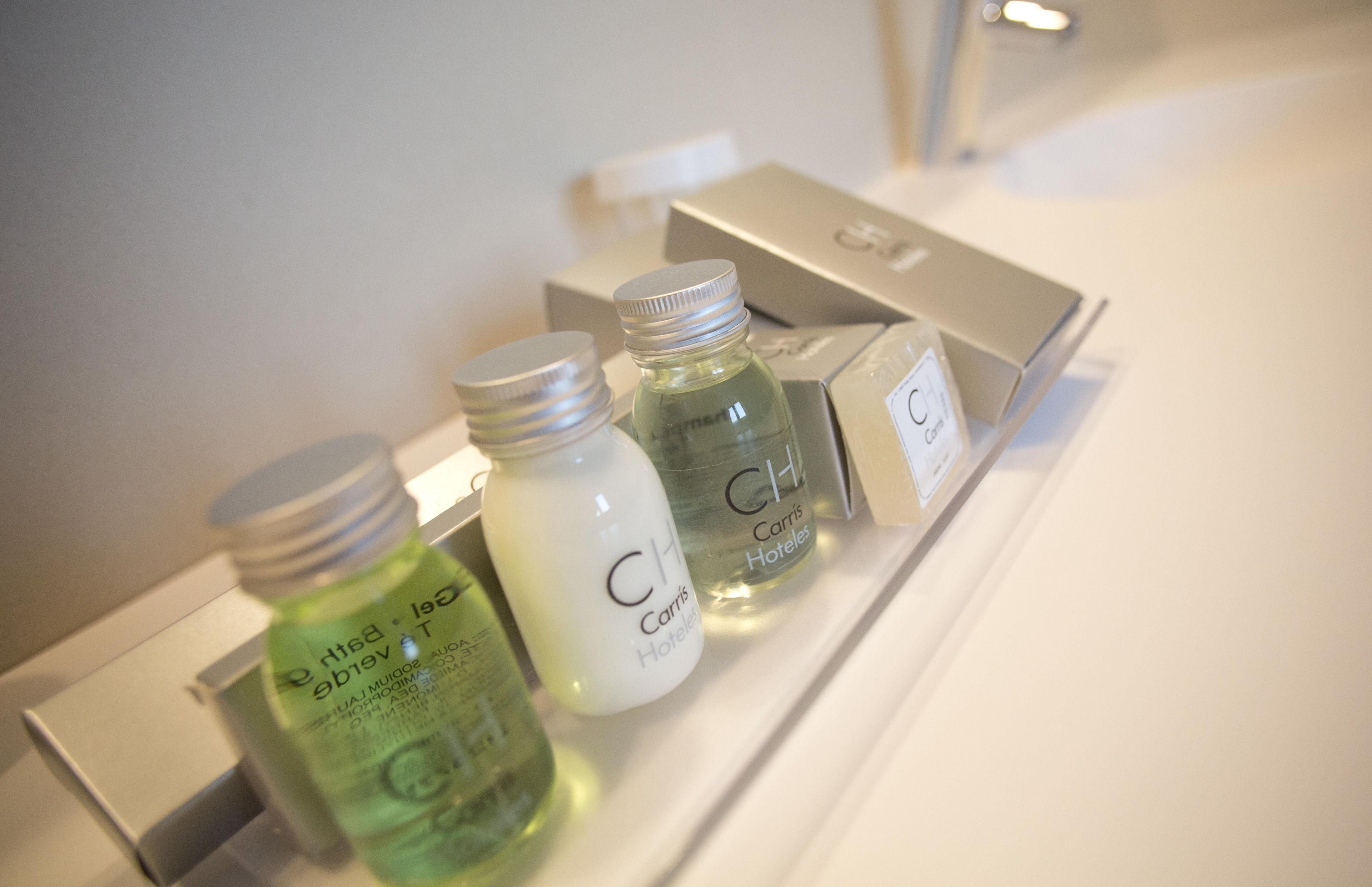 free toiletries, hair dryer, towels