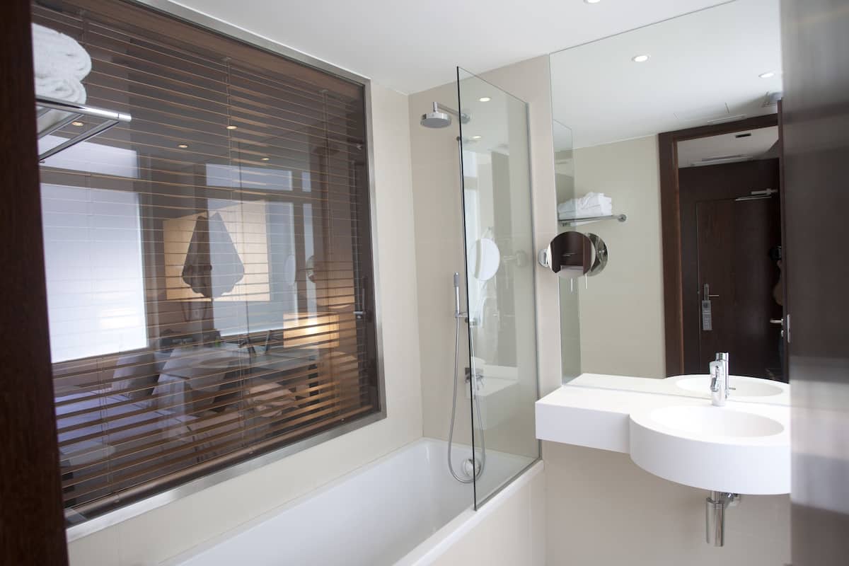 free toiletries, hair dryer, towels