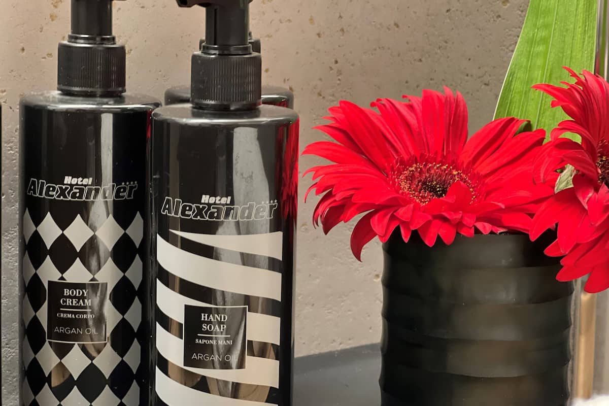 free toiletries, hair dryer, bathrobes, slippers