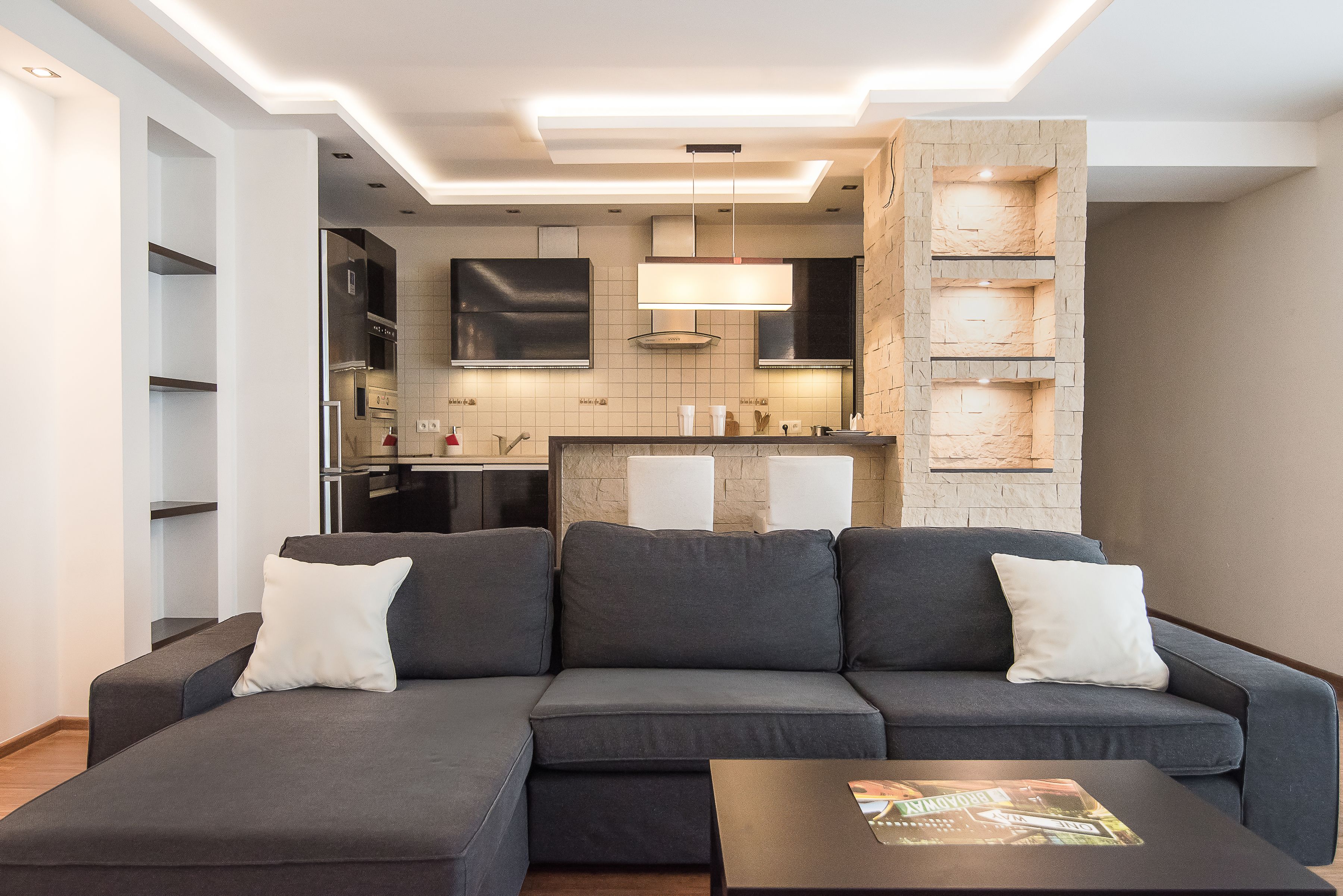 Deluxe Apartment, 2 Bedrooms | Living room | 32-inch TV with cable channels