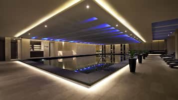 Indoor pool, open 6:00 AM to 11:00 PM, sun loungers
