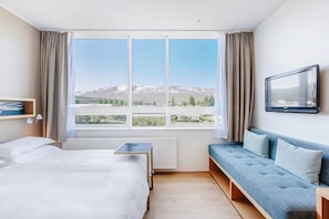 Egyptian cotton sheets, premium bedding, desk, blackout drapes