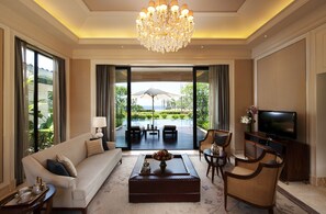 2 Bedroom Ocean View Pool Villa | Living area | TV, DVD player - Conrad Sanya Haitang Bay (Sanya)