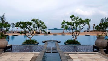 Outdoor pool, pool umbrellas