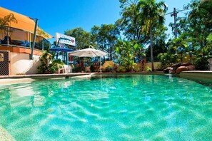 Outdoor pool, open 7:00 AM to 8:00 PM, pool umbrellas, pool loungers