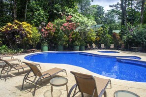Outdoor pool, pool loungers