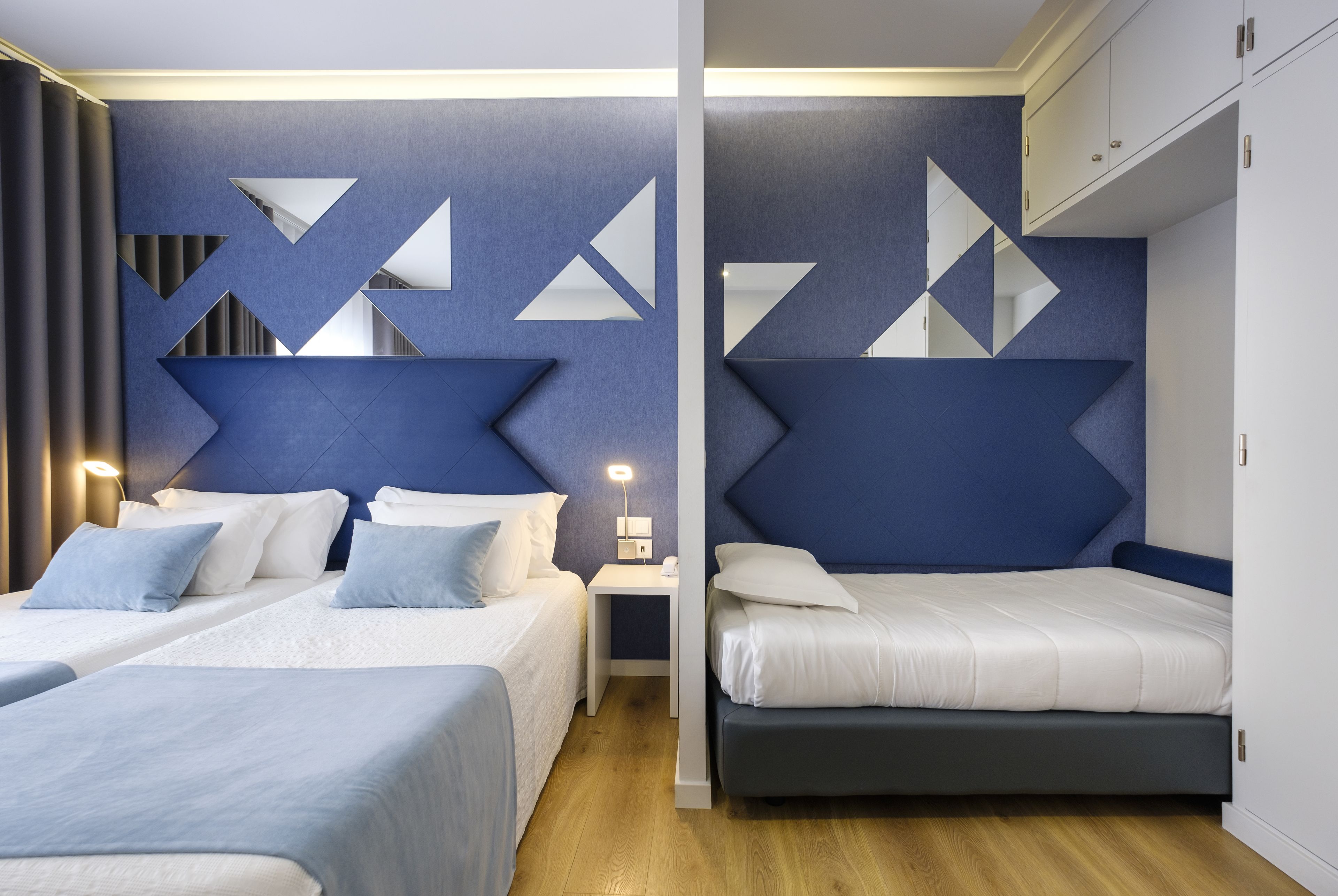 1 bedroom, hypo-allergenic bedding, blackout curtains