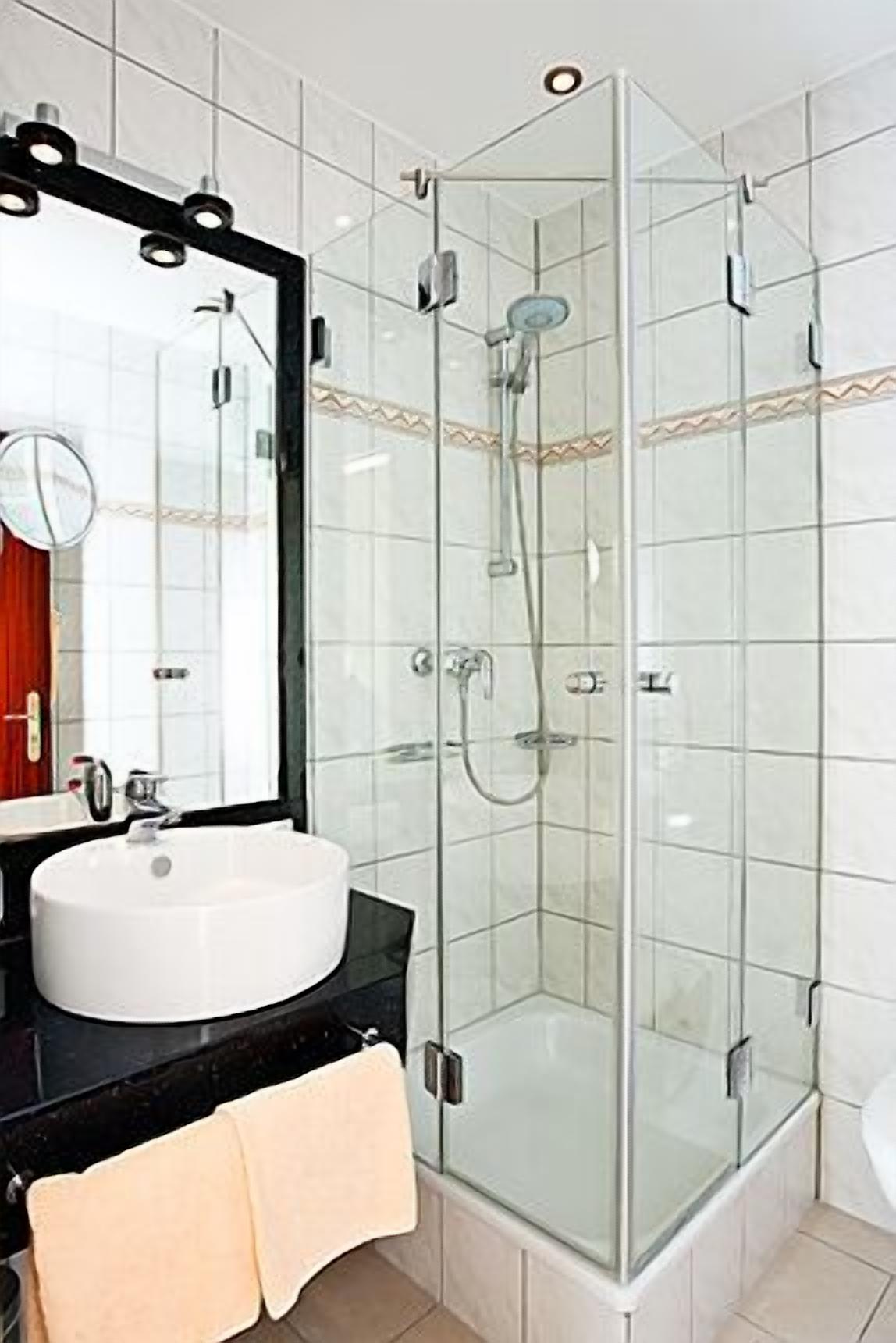 standard double room, 1 king bed | bathroom | shower, hair dryer, towels