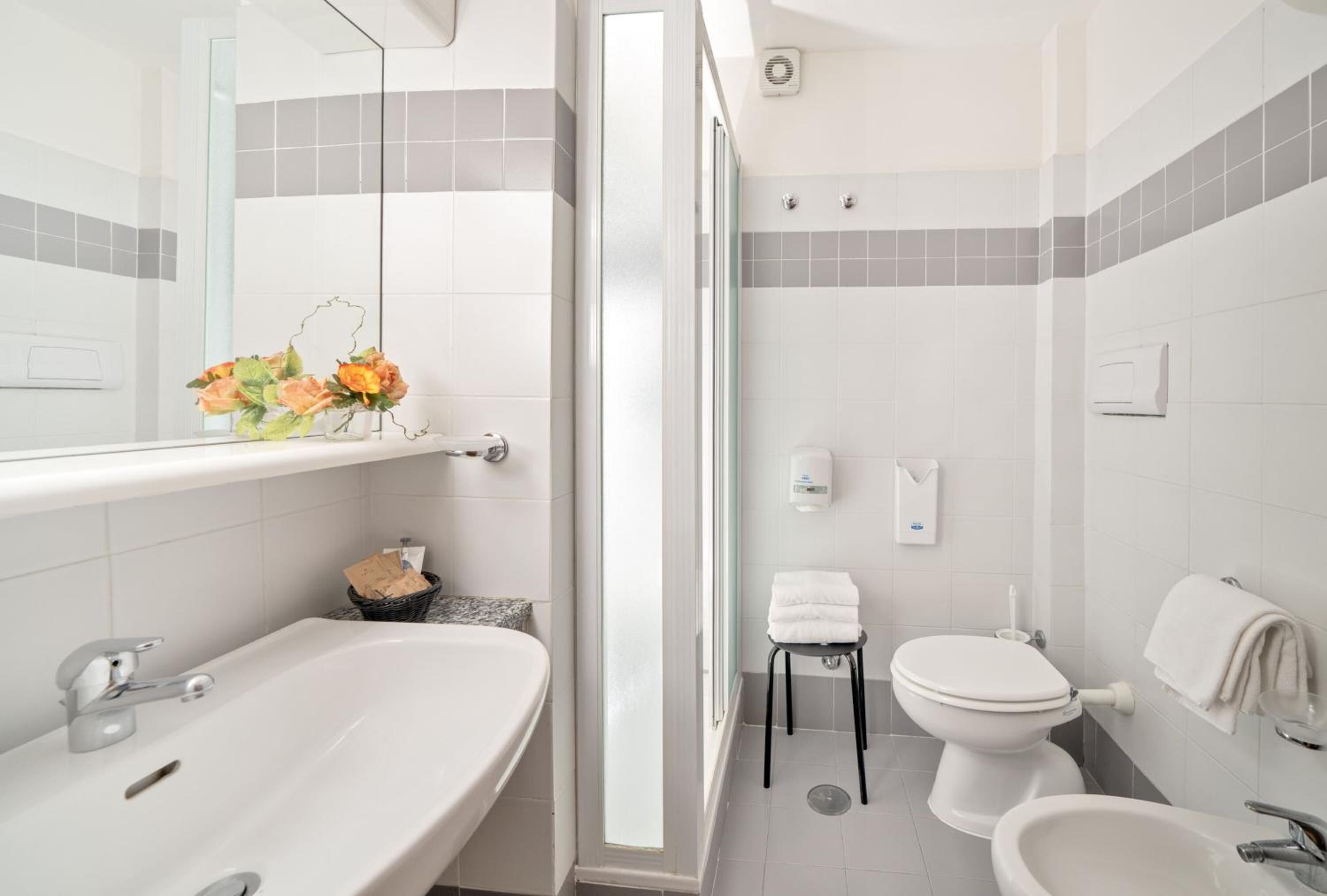 shower, rainfall showerhead, hair dryer, bidet