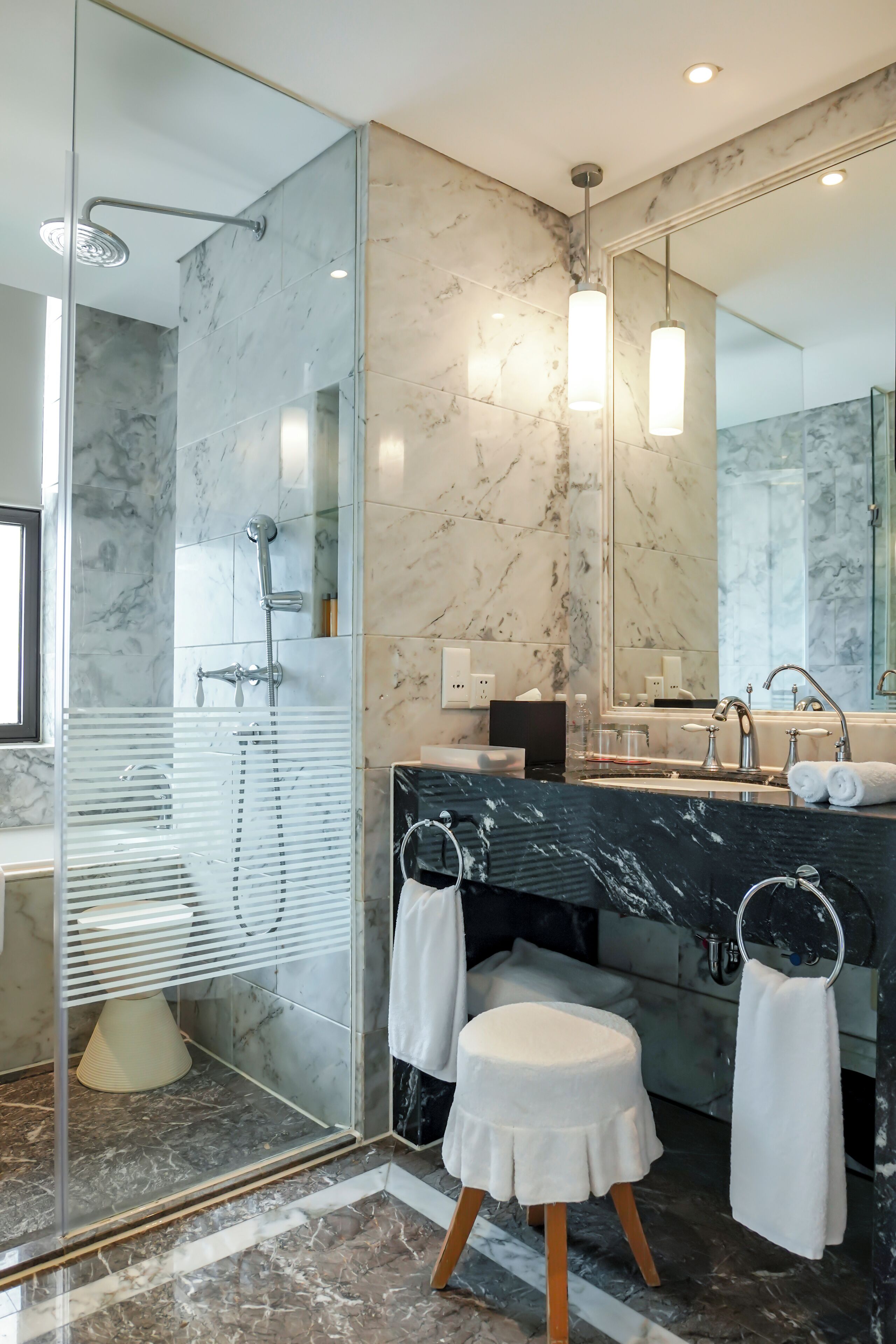 deluxe city view king | bathroom | separate bathtub and shower, deep-soaking bathtub, rainfall showerhead