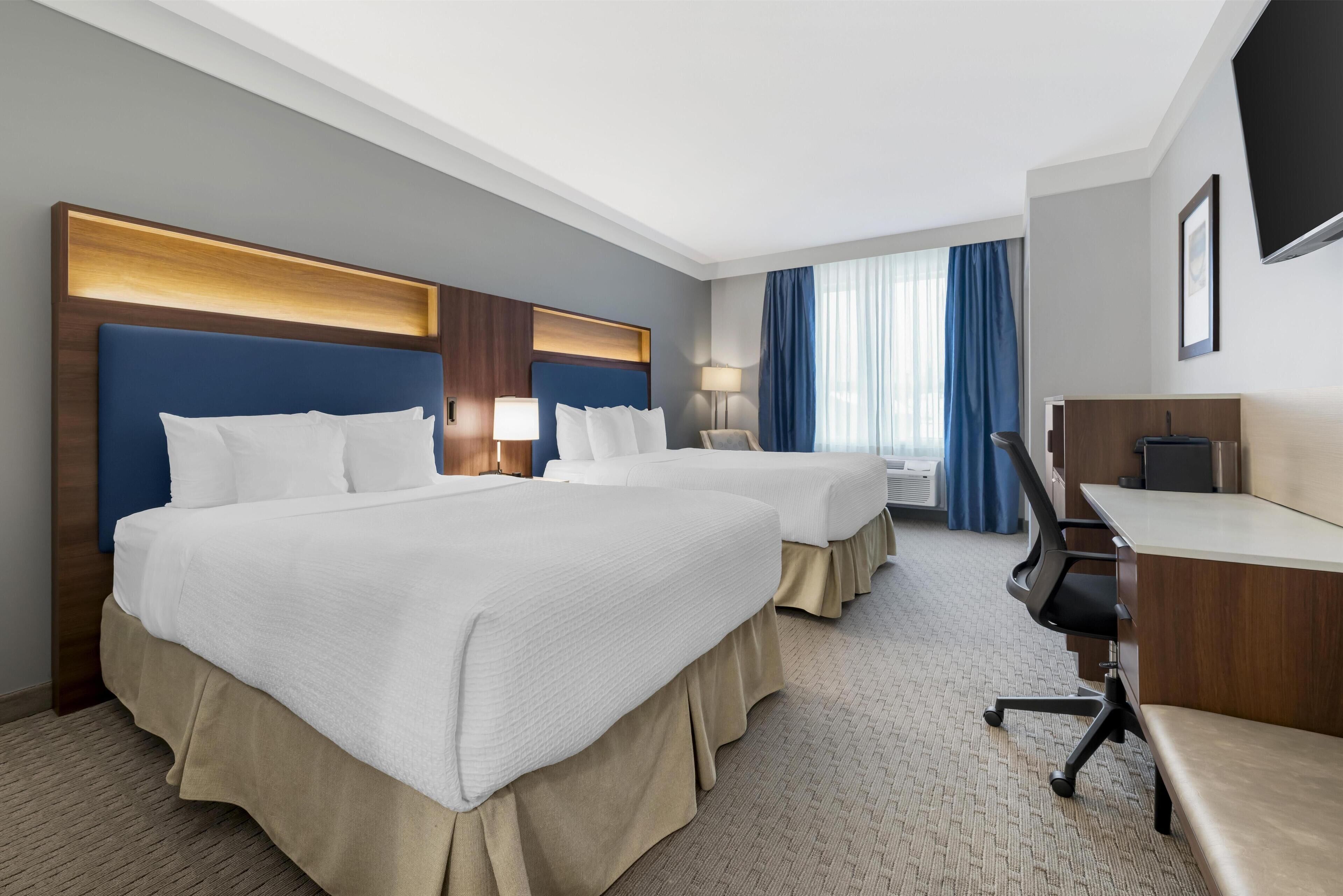 Standardrum - 2 queensize-sängar - tillgänglighetsanpassat - kylskåp och mikrovågsugn (Pet Friendly) | Sängtillbehör av högsta kvalitet och bäddmadrasser