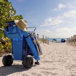 On the beach, sun loungers, beach umbrellas, beach towels