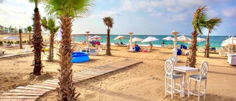 Private beach, beach cabanas, sun-loungers, beach umbrellas