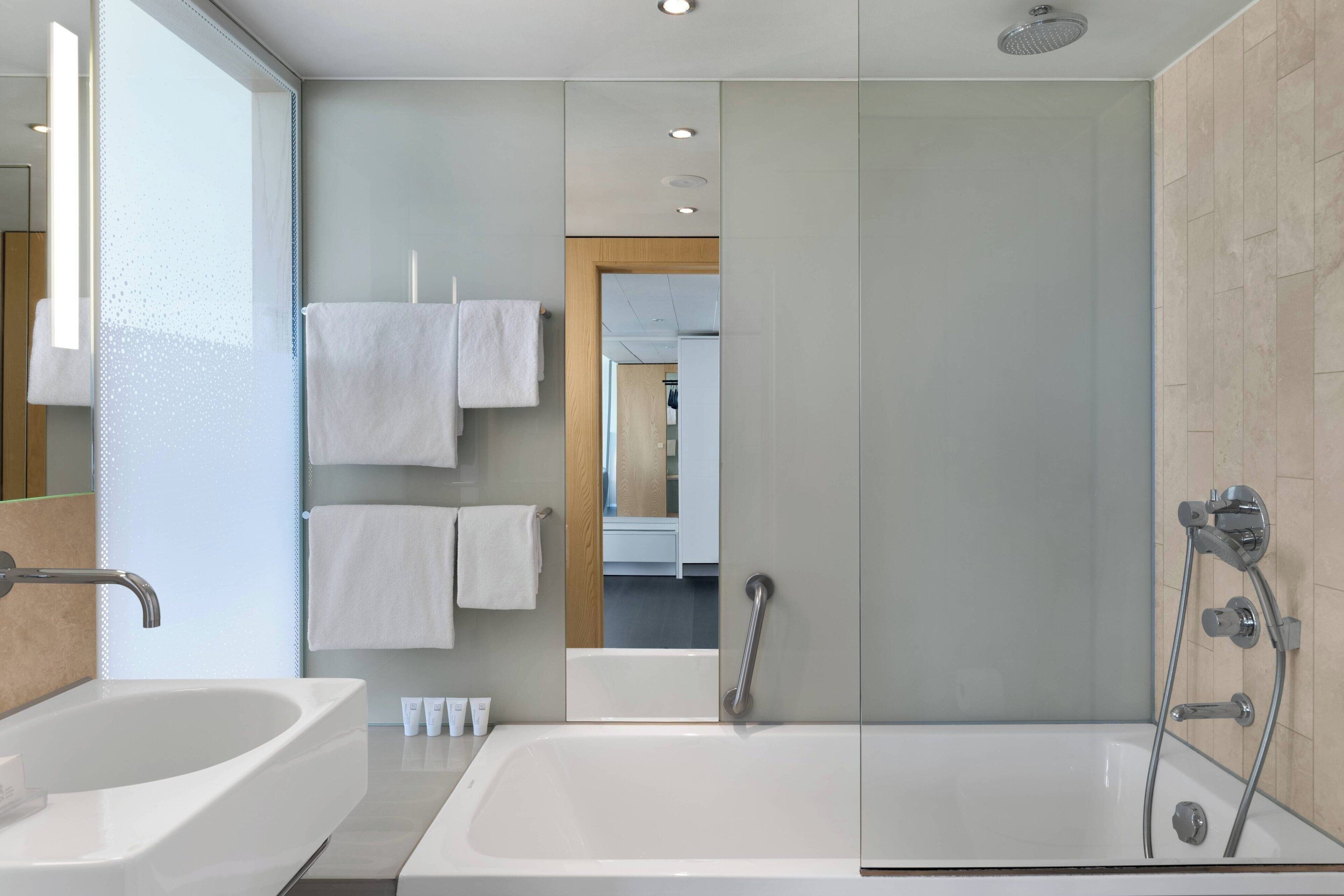 free toiletries, hair dryer, towels, soap