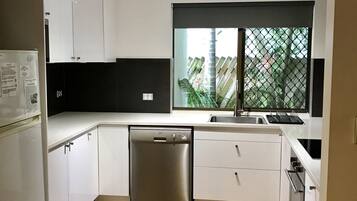 Luxury Apartment, 3 Bedrooms | Private kitchen | Full-size fridge, microwave, stovetop, dishwasher