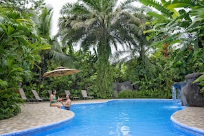 Outdoor pool, pool loungers