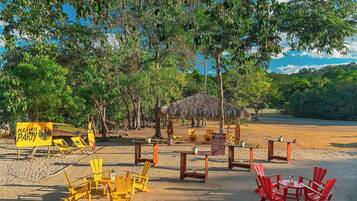 On the beach, white sand, beach towels, snorkeling