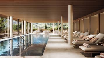 Indoor pool, outdoor pool, open 7 AM to 8 PM, pool loungers