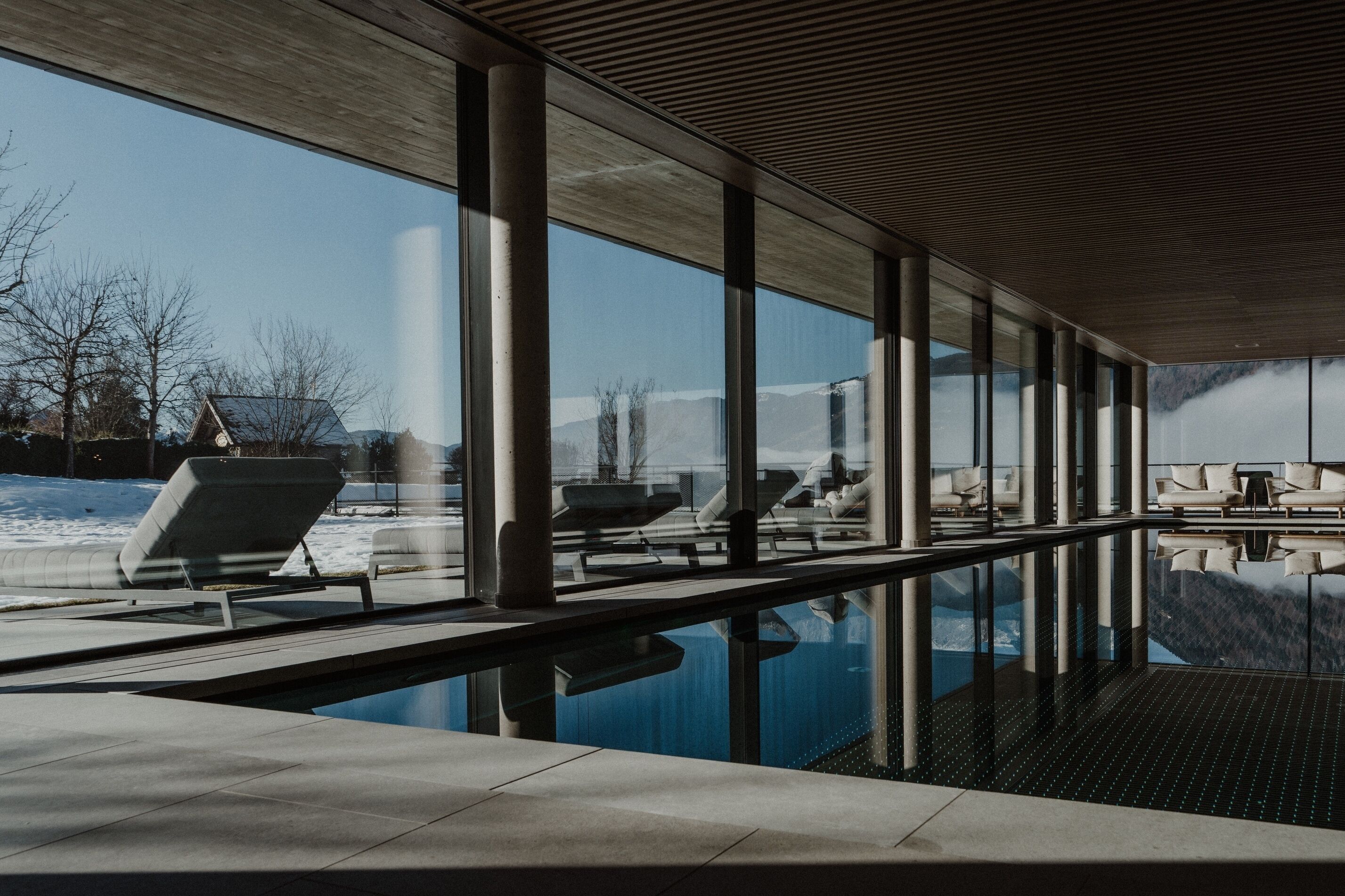 Indoor pool, outdoor pool, open 7 AM to 8 PM, pool loungers