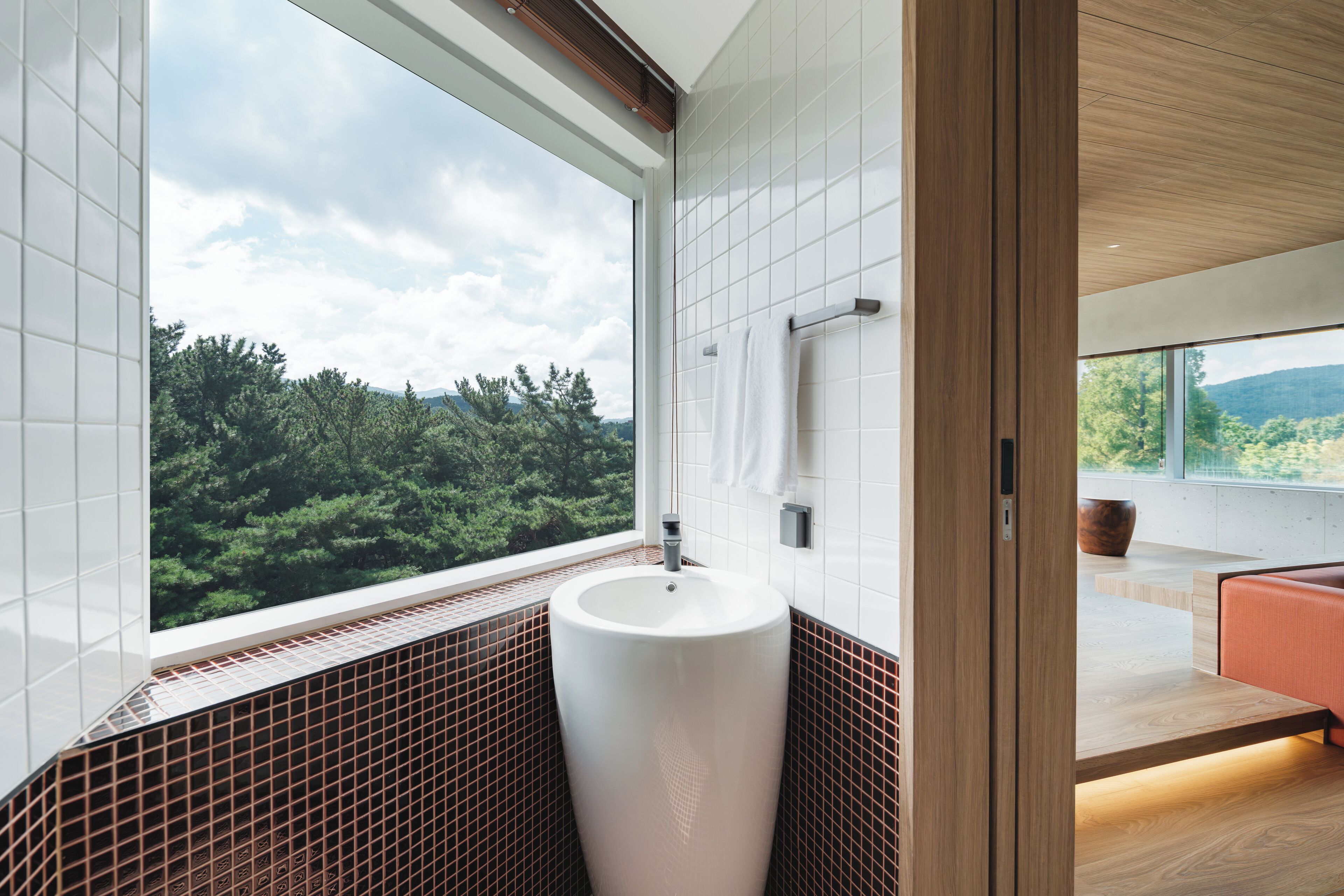 combined shower/bathtub, deep-soaking bathtub, rainfall showerhead